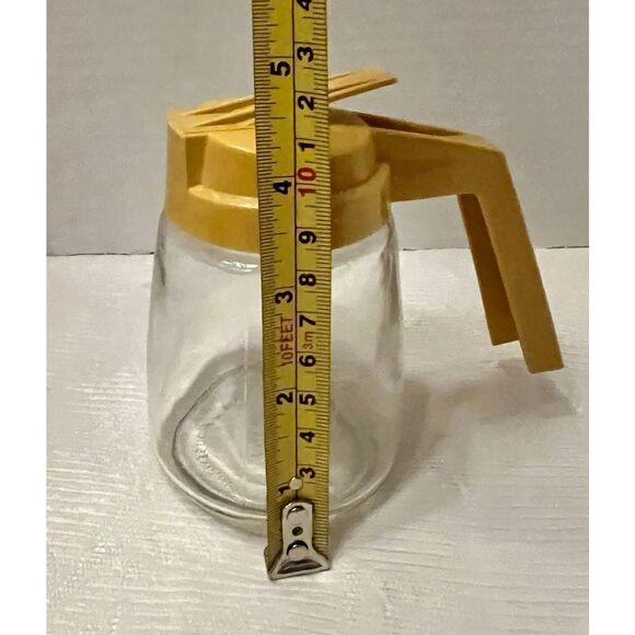 Syrup Dispenser Federal Housewares Glass Mustard Yellow Plastic Handle Vintage. - Picture 5 of 7